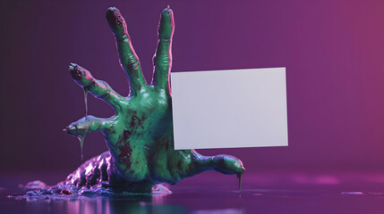 3D Render of a Bloody Hand Holding a Blank Sign