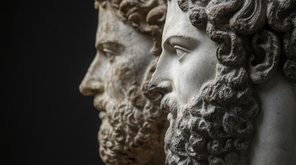 Fototapeta premium 荘厳なギリシャ彫刻の男性王族の横顔をクローズアップでリアルに描いたAI生成画像