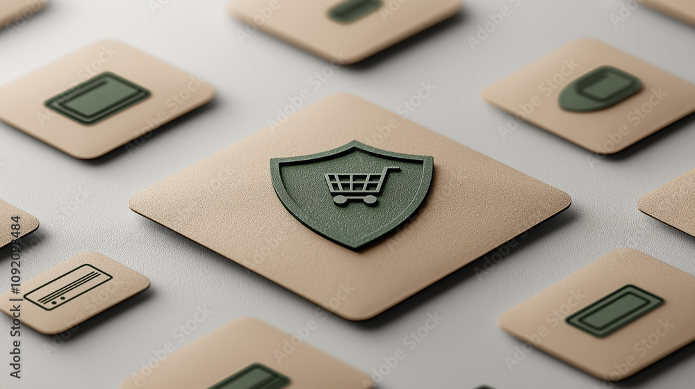 Poster conceptual illustration of e commerce platform with icons