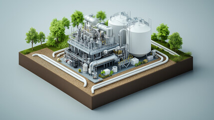 conceptual depiction of carbon capture facility with greenery