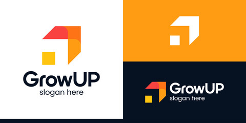 Modern Growth Up logo design. Arrow logo design graphic icon vector. Symbols for business, marketing, finance and management companies.