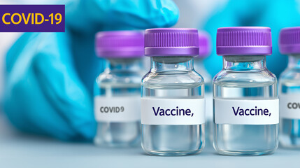 COVID 19 vaccine vials in laboratory setting, showcasing research efforts