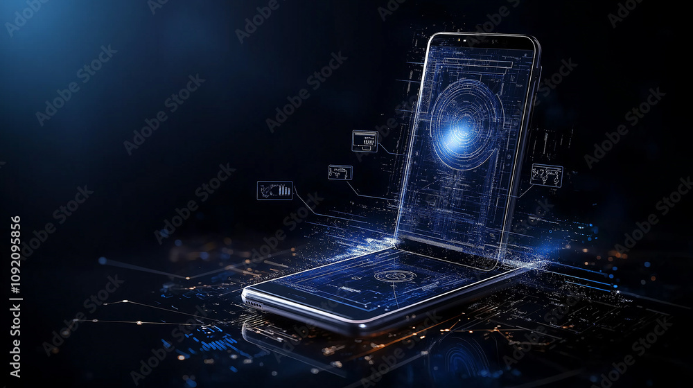 Aufkleber visually appealing concept of smartphone screen with digital elements