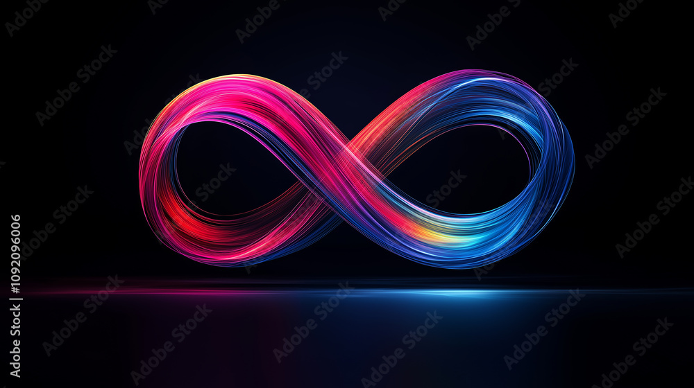 Poster abstract design symbolizing infinity with vibrant colors and smooth lines