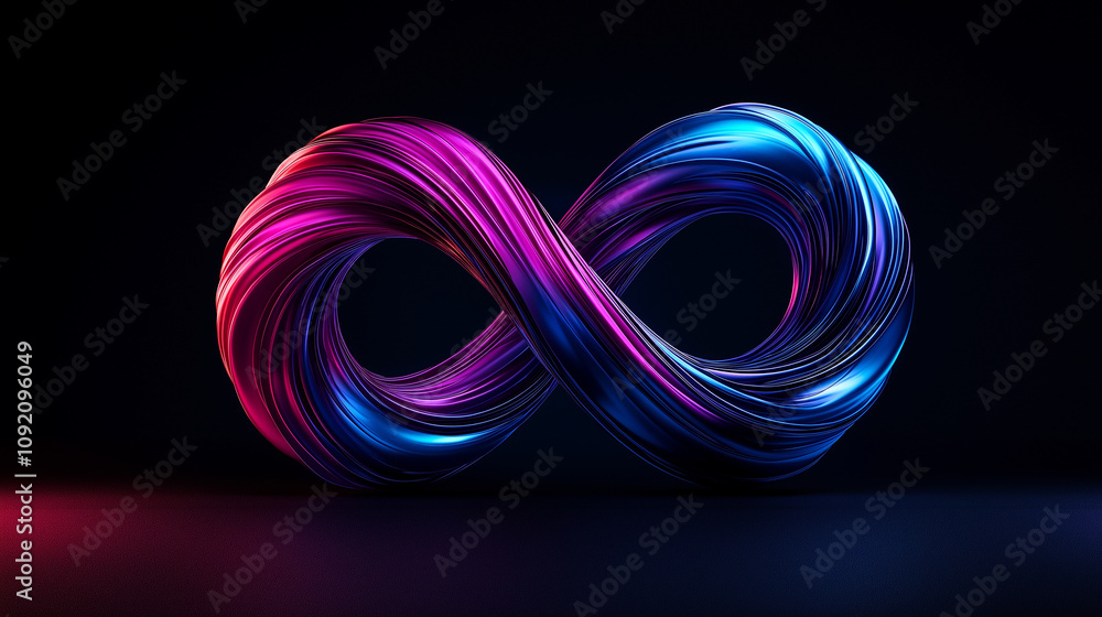 Poster abstract design symbolizing infinity with vibrant colors and curves