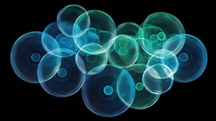 Glowing blue and green digital circles expanding outward, evoking advanced imaging technologies.