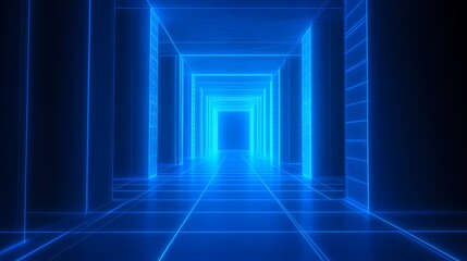 Fototapeta premium digital technology blue luminous lines illustration poster background