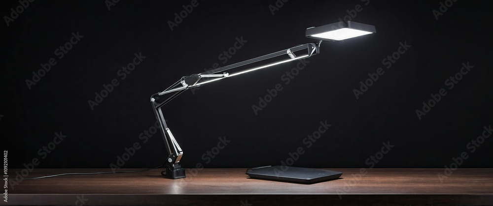 Poster modern adjustable desk lamp providing bright illumination for workspaces and studies, blending funct