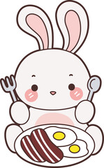 Cute Bunny stock illustration. Funny bunny for sticker elements. 