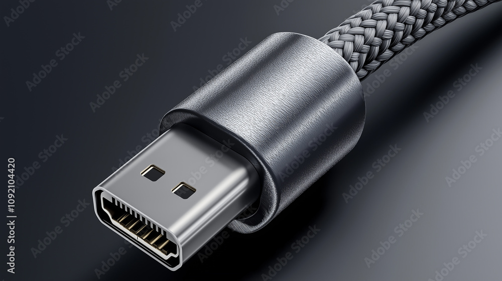Poster Close-up of usb cable connecting showing data transfer technology