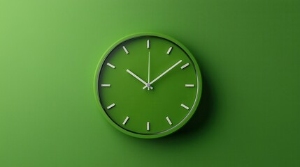 Unplugged Futuristic Clock Design with Glowing Accents Eco-Conscious Home Decor Minimalist Green Environment Close-Up View