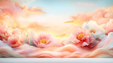 Captivating floral landscape nature scene digital art serene environment soft light tranquility