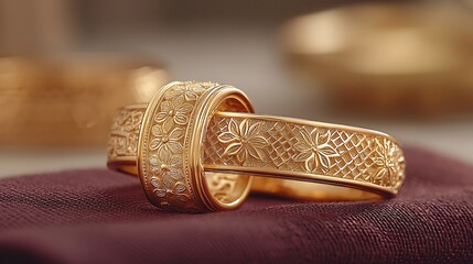 Elegant gold bangle artisan workshop jewelry warm lighting close-up craftsmanship reflection