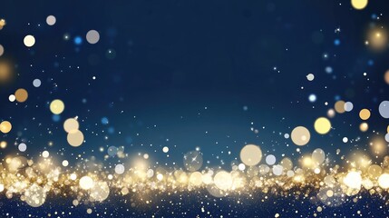 Fototapeta premium Glimmering Gold and Blue Lights Sparkle Brightly, Creating Festive Magic, Ideal for Celebrations and Events.