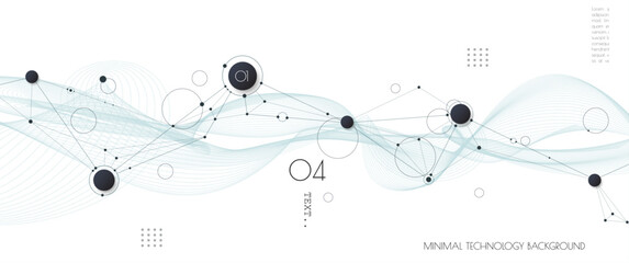Vector illustration molecule, Network Connection. Element of geometric shape, wave line, dot, on white background. Modern graphic design for web site. Digital Technology, science, futuristic concept