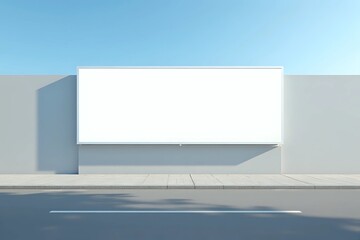 Obraz premium A minimalist white billboard on a clean, modern street with a clear blue sky