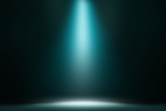 Fototapeta Dramatic spotlight blue entertainment background, spotlight blue.