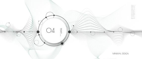 Vector illustration molecule, Network Connection. Element of geometric shape, wave line, dot, on white background. Modern graphic design for web site. Digital Technology, science, futuristic concept