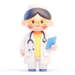 3D Q-style doctor character design, ideal for medical-themed materials