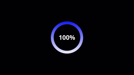 Circle Loading animation from 0 to 100 with transparent background, Animated circle loading from 0 to 100 increasing percentage with alpha channel, Circle loading video
