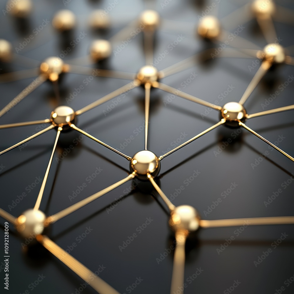 Poster a close-up of interconnected nodes and lines, showcasing a network structure with a modern, sleek de