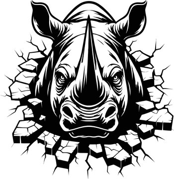 Rhino on crack wall