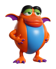 Obraz premium Cheerful 3D Cartoon Anthropomorphic Blob Fish with Bright Colors and Unique Features