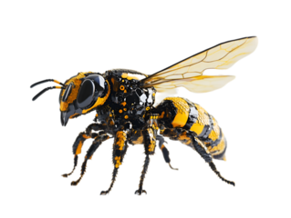 A bee is flying isolated on white background. Suitable for marketing or business purposes. PNG file