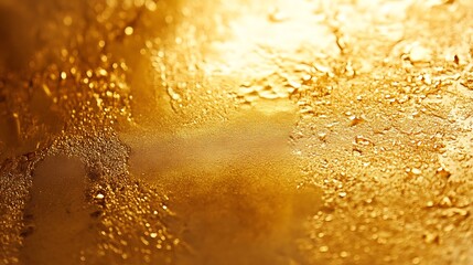 Obraz premium Golden Water Droplets on a Shimmering Surface