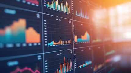 Fototapeta premium Businesswoman dashboard concept. Data Insights with African Symbolism and Graphs