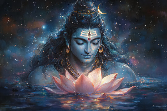Hindu God Shiva in cosmic world