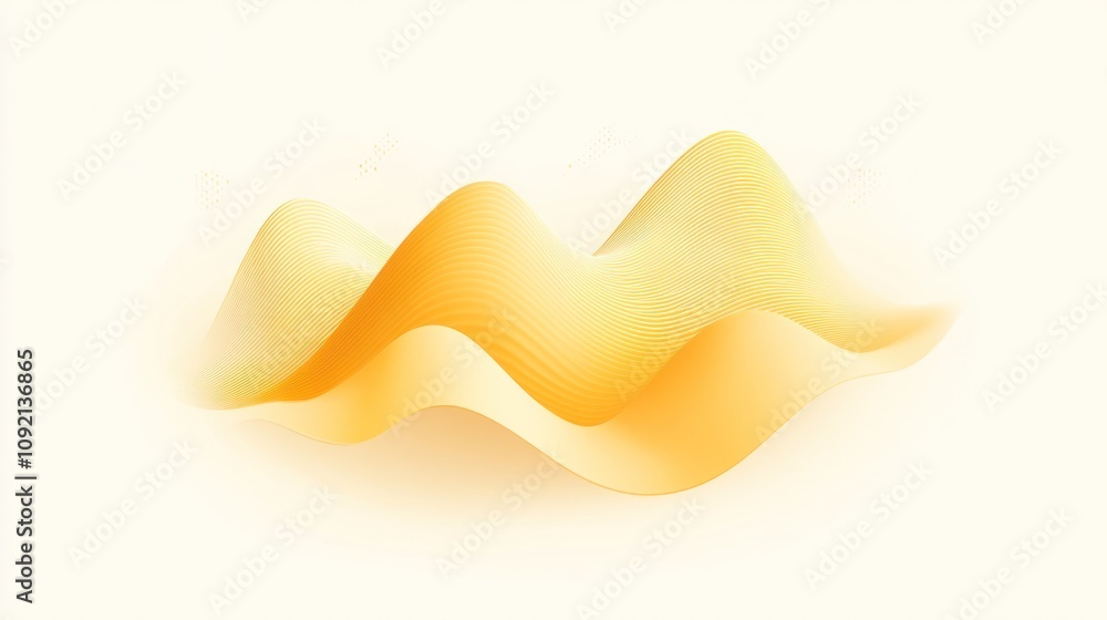 Poster abstract wavy shapes in soft yellow tones creating a minimalist aesthetic.
