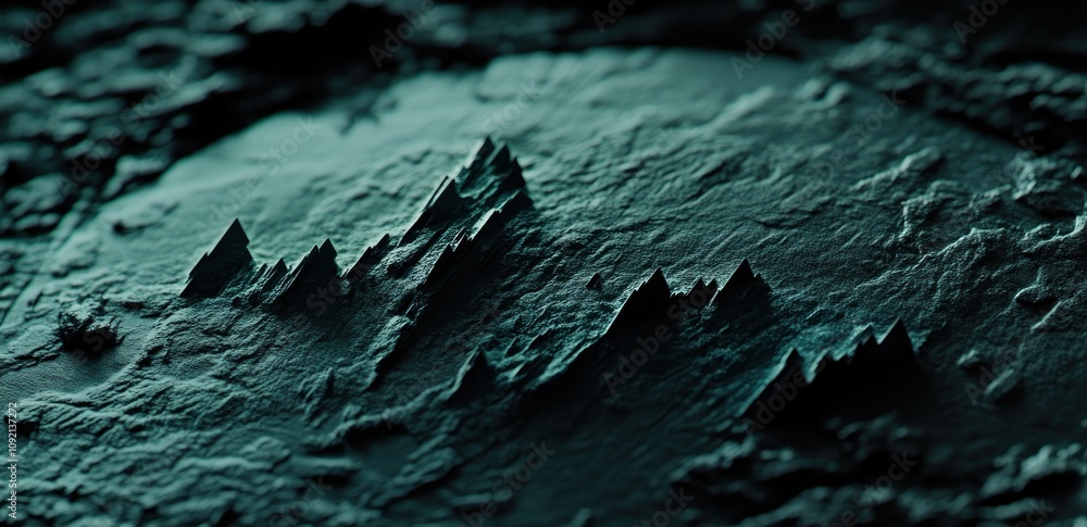 Aufkleber Abstract representation of rugged terrain with sharp peaks and textured surface.