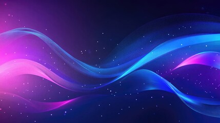 Abstract Waves Flow Dynamically in Neon Hues, Shimmering with Digital Stardust, Futuristic Design