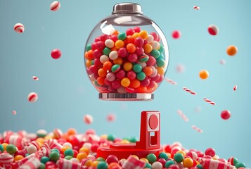 Hovering gumball machine with candy trails ;