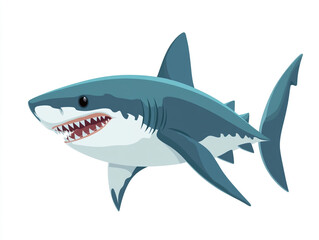 Naklejka premium Illustration of a large blue and white shark is swimming in the ocean. Isolated on white background. 