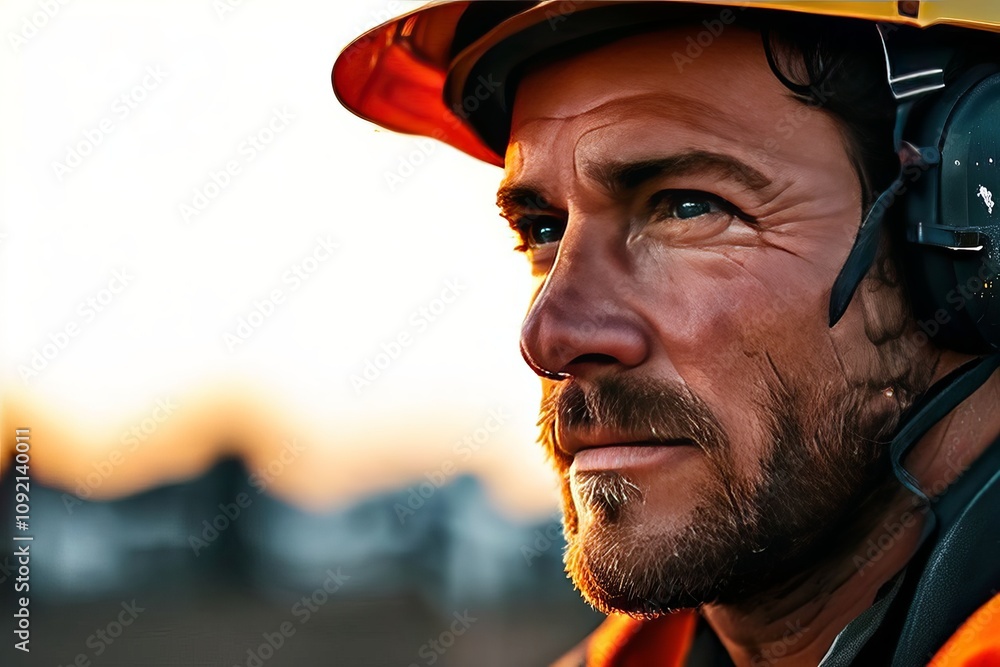 Poster a constructor with a look of triumph overcoming a challenge