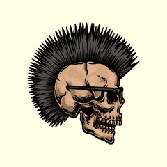 mohawk skull punk vector illustration.eps