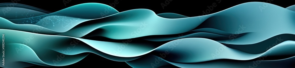 Poster Abstract waves in shades of teal and blue, creating a fluid, dynamic visual effect.