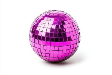 Shiny Pink Spherical Disco Ball with Reflective Mirrored Surface Perfect for Parties and Dance Events, Capturing the Essence of Fun and Celebration in Vibrant Color