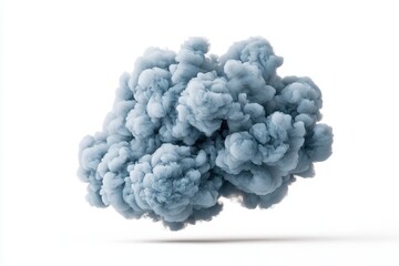 Beautifully Defined Blue Smoke Cloud Isolated on White Background Ideal for Artistic and Creative Projects Seeking Abstract Elements and Soft Aesthetic Appeal