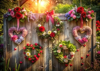 Fototapeta premium Captivating Valentine's Day Wreaths for Etsy: A Beautiful Array of Floral Arrangements and Heartfelt Decor Ideas