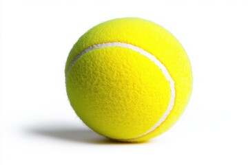 Bright Yellow Tennis Ball with White Accents on a Light Background Perfect for Sports, Recreation, and Motion Graphics Needs in Stock Photography