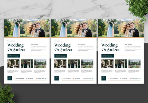 Green And Cream Wedding Flyer