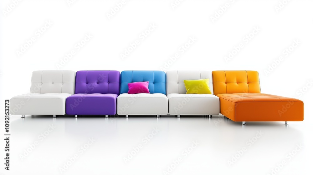 Aufkleber modular block sofa in vibrant colors, demonstrating customizable configurations for unique and endle
