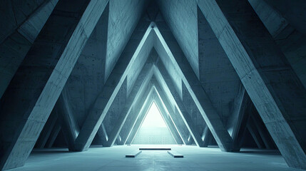 Obraz premium modern architectural space with triangular concrete structures and light