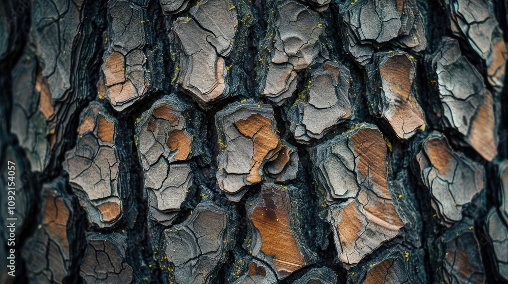 Poster a close-up photo of rough tree bark. this image is perfect for adding a natural texture to your desi