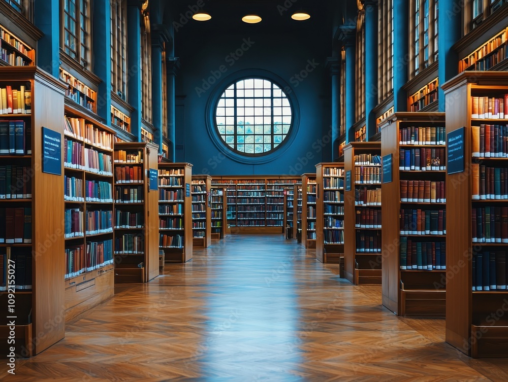 Aufkleber studying and collaborating in a university library academic setting book collection quiet atmosphere