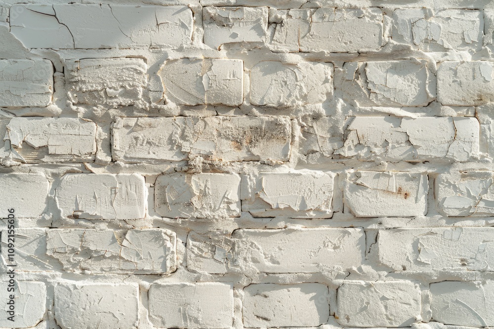 Poster white brick wall texture with cracks. perfect for adding a rustic and vintage touch to your designs.