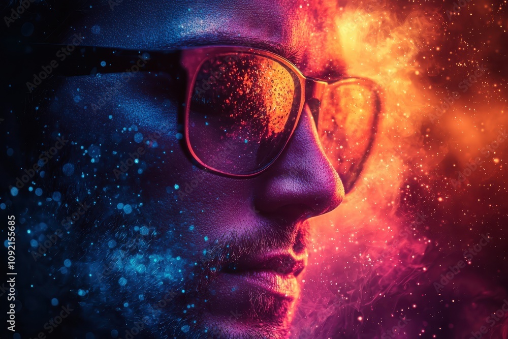 Aufkleber cybersecurity expert analyzing threats in a dynamic digital workspace colorful modern concept